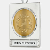 Eleganter Goldene Rentier und Weihnachten im Winte Banner-Ornament Silber (Links)