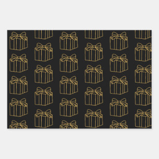 Eleganter Goldene und Schwarze Geschenkboxen Geschenkpapier Set