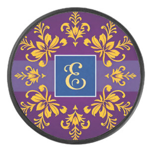 Eleganter goldener Barockbuchstabe E Eishockey Puck