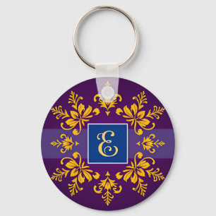 Eleganter goldener Barockbuchstabe E Schlüsselanhänger