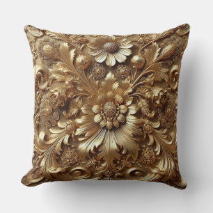 🌿 Eleganter Goldener Barocker Blumen Luxus Dekor Kissen