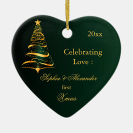 Eleganter Goldener Baum Neulich Weihnachten Keramik Ornament