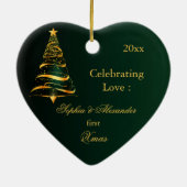 Eleganter Goldener Baum Neulich Weihnachten Keramik Ornament (Hinten)