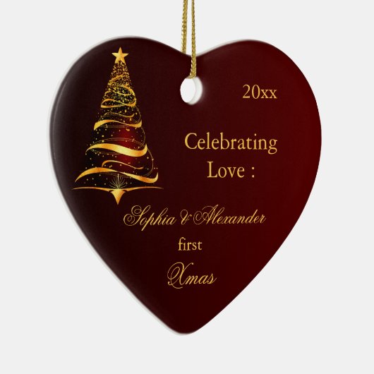 Eleganter Goldener Baum Neulich Weihnachten Keramik Ornament (Rechts)