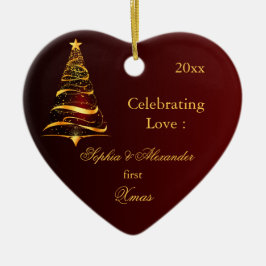 Eleganter Goldener Baum Neulich Weihnachten Keramik Ornament