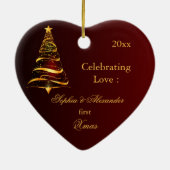 Eleganter Goldener Baum Neulich Weihnachten Keramik Ornament (Hinten)