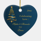 Eleganter Goldener Baum Neulich Weihnachten Keramik Ornament (Hinten)