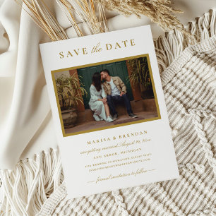 Eleganter Goldener Bilderrahmen Hochzeit Save The Date