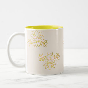 Eleganter goldener Blumen-Königslotus-Keramik-Kaff Zweifarbige Tasse
