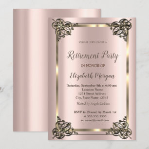 Eleganter goldener Blumenrahmen, Roségold-Ruhestan Einladung