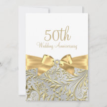 Eleganter Goldener Bogen Blatt Weiß 50. Jubiläum