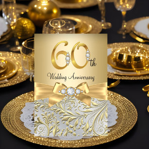 Eleganter goldener Bogen Diamant 60. Jubiläum Einladung