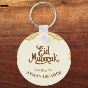 Eleganter goldener Bogen Personalisiertes Eid Muba Schlüsselanhänger
