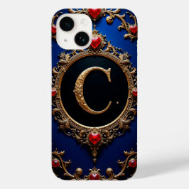 Eleganter Goldener Brief C umgeben von Herzen Case-Mate iPhone 14 Hülle
