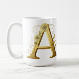 Eleganter goldener Buchstabe A mit floralem Design Kaffeetasse