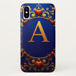 Eleganter goldener Buchstabe A, umgeben von Herzen Case-Mate iPhone Hülle