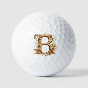 Eleganter goldener Buchstabe B mit Blumendesign Golfball
