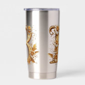 Eleganter goldener Buchstabe B mit Blumendesign Thermobecher (Rechts)