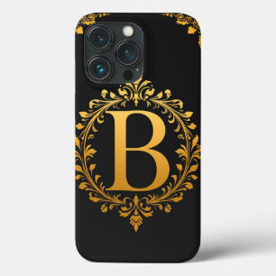 Eleganter goldener Buchstabe B mit floralen Dekora Case-Mate iPhone Hülle