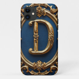 Eleganter Goldener Buchstabe D mit Verziert blauem Case-Mate iPhone Hülle