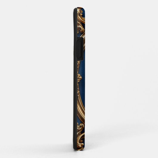 Eleganter Goldener Buchstabe D mit Verziert blauem Case-Mate iPhone Hülle (Hinten/Rechts)