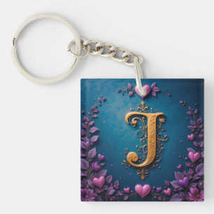 Eleganter goldener Buchstabe J, inspiriert von Lie Schlüsselanhänger