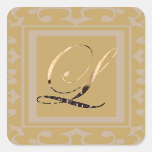 Eleganter goldener Buchstabe L -sophisticiertes Mo Quadratischer Aufkleber