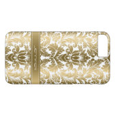 Eleganter goldener Damaskus 2 weißer Hintergrund Case-Mate iPhone Hülle (Rückseite (Horizontal))