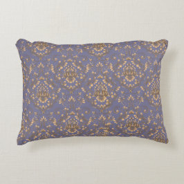 Eleganter goldener Damast auf Periwinkle-Blau Dekokissen
