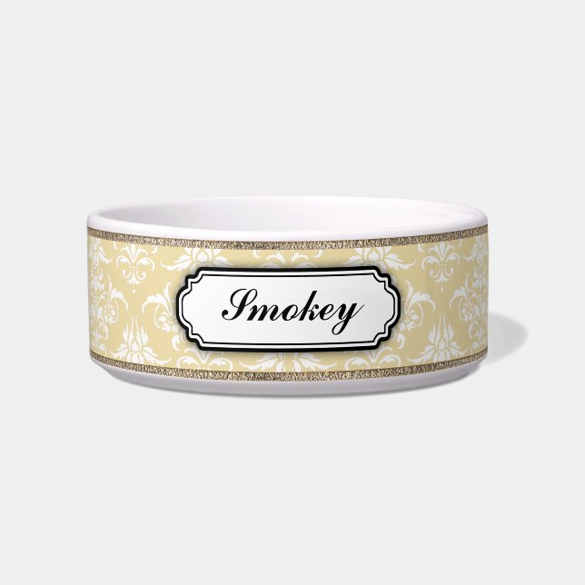 Eleganter goldener Damast-Name Napf (Vorderseite)