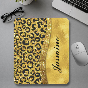 Eleganter goldener falscher Glitter-Tierdruck-Mono Mousepad