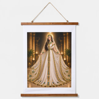Eleganter goldener Fantasy-Frauen-Wandtapete – Lux Wandteppich Mit Holzrahmen