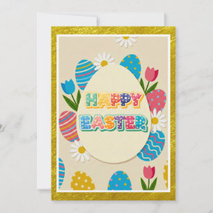 Eleganter goldener Frühlingsblumen-Oster-Sonntag-F Einladung