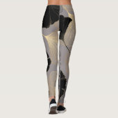 Eleganter goldener Ginkgo, Vintager Hintergrund. Leggings (Rückseite)