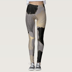 Eleganter goldener Ginkgo, Vintager Hintergrund. Leggings