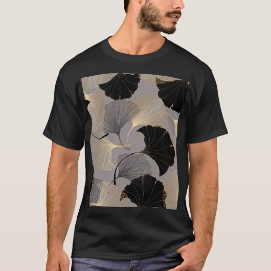 Eleganter goldener Ginkgo, Vintager Hintergrund. T-Shirt (Vorderseite)