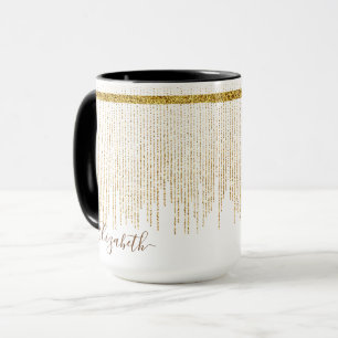 Eleganter goldener Glitter-Monogramm-Name Tasse