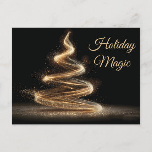 Eleganter goldener Glitter-Spiral-Weihnachtsbaum Feiertagspostkarte