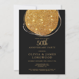 Eleganter goldener Glitter zum 50. Hochzeitstag Einladung