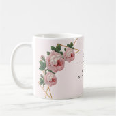 Eleganter Goldener Glitzer Geometrisches Rosa Blum Kaffeetasse (Links)