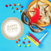 Eleganter Goldener Glitzer Jüdischer Urlaub Happy  Runder Aufkleber