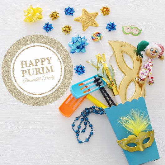 Eleganter Goldener Glitzer Jüdischer Urlaub Happy  Runder Aufkleber