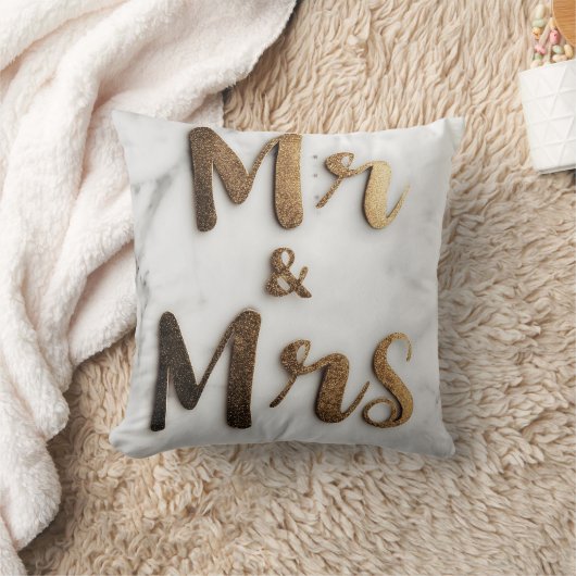 Eleganter Goldener Glitzer "Mr & Mrs." auf einem M Kissen (Decke)