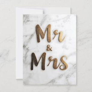 Eleganter Goldener Glitzer "Mr & Mrs." auf einem M Postkarte