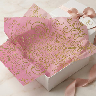 Eleganter Goldener Glitzer Ornamente auf rosafarbe Seidenpapier