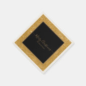 Eleganter goldener Glitzer Schwarz Frohe Weihnacht Serviette (Ecke)
