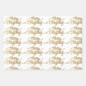 Eleganter Goldener Glitzer Snowflakes Frohe Weihna Geschenkpapier Set (Vorderseite 3)