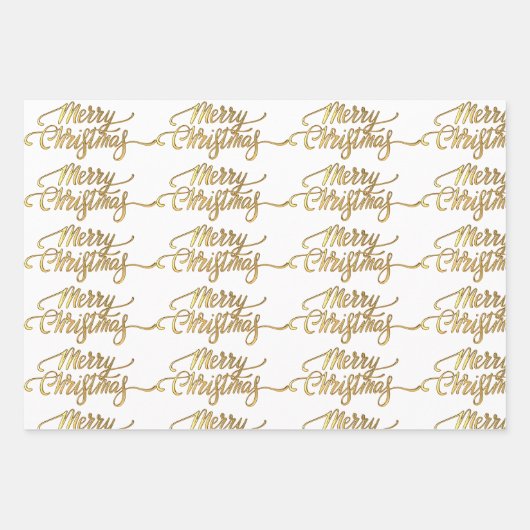 Eleganter Goldener Glitzer Snowflakes Frohe Weihna Geschenkpapier Set (Vorderseite 3)