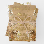 Eleganter Goldener Glitzer Snowflakes Frohe Weihna Geschenkpapier Set (Beispiel)