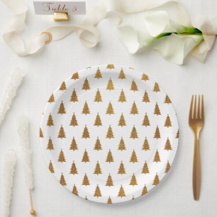 Eleganter goldener Glitzer Weihnachtsbäume niedlic Pappteller